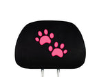 Yupbizauto 2 Tone Black and Pink Polyester Cloth with Pink Paws Logo Front and Rear Car Seat Covers with 4 Black Color Carpet Floor Mats Set Support 50/50, 60/40 Rear Split Seat for Women Universal Size - Yupbizauto