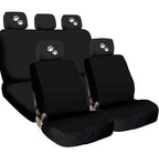 Yupbizauto New Black Flat Cloth  Auto Car Truck Seat Covers with Embroidery White Paws Logo Headrest Covers Universal Size - Yupbizauto