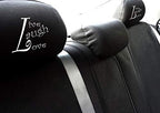 New Black Flat Cloth Universal Fit Car Truck SUV Seat Covers With Embroidery Logo Headrest Covers Support 60/40 Split Seats (Live Laugh Love) - Yupbizauto