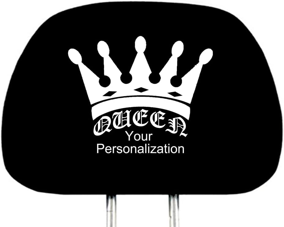 YupbizAuto Personalized Personalized Vinyl Heat Transfer Queen Logo Auto Truck SUV Car Seat Headrest Cover Accessory - Yupbizauto
