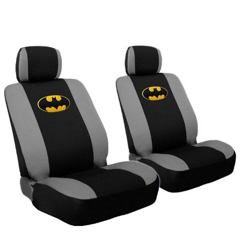 Deluxe BDK Batman Car Seat Covers with 2 Classic POW! Logo Headrest Covers Bundled Gift Set - Yupbizauto