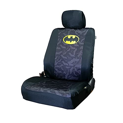 New Pair BDK DC Comic Batman Universal Size Soft Fabric Car Truck SUV Seat Covers Shoulder Pads Set Bundle - Yupbizauto