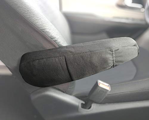 Yupbizauto Armrest Covers with Storage Pocket for Cars SUV and Minivan Solid Black Polyester Universal Size- Set of 2 - Yupbizauto