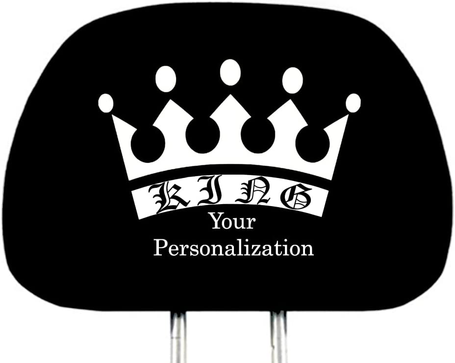 YupbizAuto Personalized Personalized Vinyl Heat Transfer Vinyl King Logo Auto Truck SUV Car Seat Headrest Cover Accessory - Yupbizauto