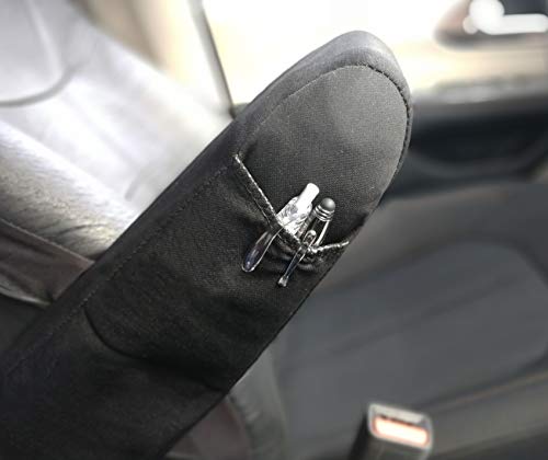 Yupbizauto Armrest Covers with Storage Pocket for Cars SUV and Minivan Solid Black Polyester Universal Size- Set of 2 - Yupbizauto