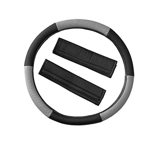 Yupbizauto - UV018 Premium Grade Black and Grey Synthetic Leather Car Truck SUV Seat Covers Set Quality Seat Protection - Universal Size - Airbag Compatible - Support 60 40 Split Seats - Yupbizauto