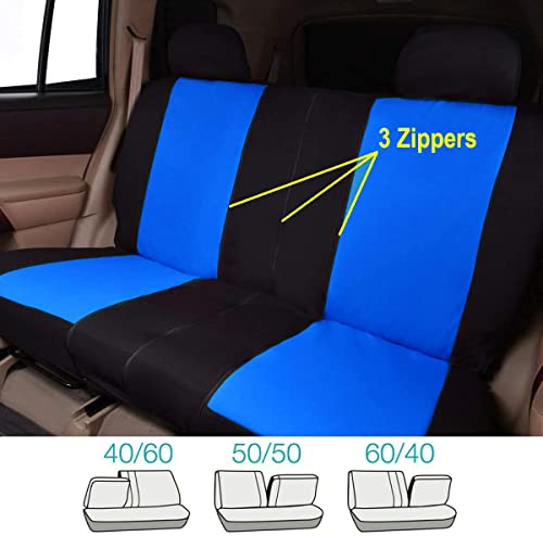 Yupbizauto New Performance Design Breathable Soft Polyester Cloth Universal Fit Car Truck Seat Covers Front and Back Full Set Black and Blue with Free Air Freshener Universal Size - Yupbizauto