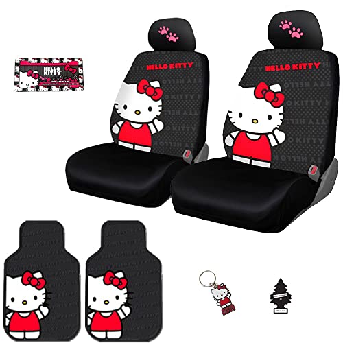 New Plasticolor Hello Kitty Core Auto Car Truck SUV Accessories Pink Paw Headrest Covers Interior Combo Kit Bundle Gift Set - Yupbizauto