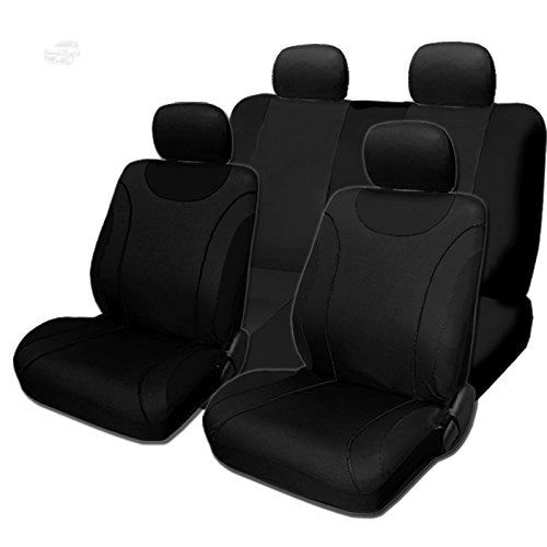 New Yupbizauto Black Color Flat Cloth Car Truck Seat Covers Full Set Support Rear Split Seats Universal Size - Yupbizauto