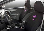 YupbizAuto Black Color Fabric Embroidery Butterfly Logo Universal Auto Car Truck Seat Covers Full Set For Women - Yupbizauto
