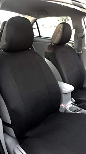 Yupbizauto New Semi Custom Black Flat Cloth Car Seat Covers Set Support 50/50 60/40 Split Rear Seat and Side Airbag Universal Size - Yupbizauto
