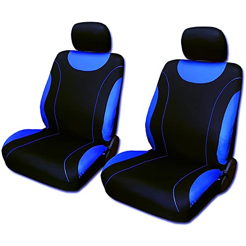 Yupbizauto New Performance Design Breathable Soft Polyester Cloth Universal Fit Car Truck Seat Covers Front and Back Full Set Black and Blue with Free Air Freshener Universal Size - Yupbizauto