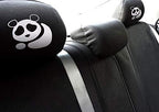 New Black Flat Cloth Universal Fit Car Seat Covers With Embroidery Logo Headrest Covers Support 60/40 Split Seats (Panda) - Yupbizauto