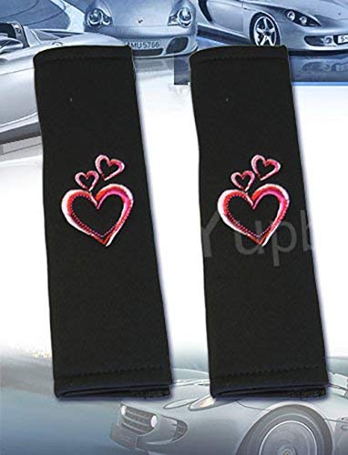 Yupbizauto New Large Embroidery Pink Heart Flat Cloth Car Truck Front Rear Seat Covers Set for Women Universal Size - Yupbizauto