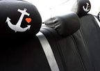 New Yupbizauto Black Flat Cloth Universal Fit Car Truck SUV Seat Covers With Embroidery Logo Headrest Covers Support 60/40 Split Seats (Anchor) - Yupbizauto