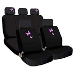YupbizAuto Black Color Fabric Embroidery Butterfly Logo Universal Auto Car Truck Seat Covers Full Set For Women - Yupbizauto