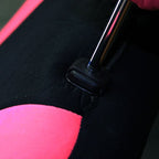 Yupbizauto 2 Tone Black and Pink Polyester Cloth with Pink Paws Logo Front and Rear Car Seat Covers with 4 Black Color Carpet Floor Mats Set Support 50/50, 60/40 Rear Split Seat for Women Universal Size - Yupbizauto