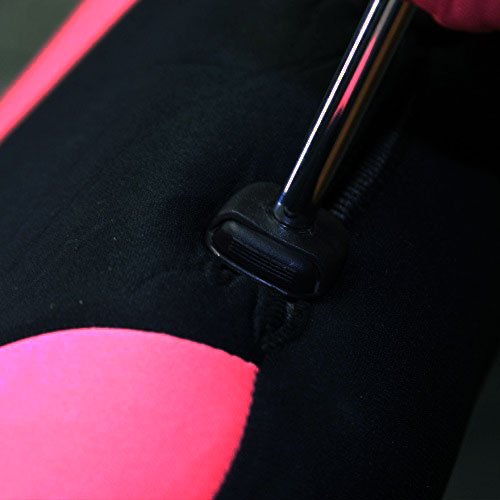 Yupbizauto 2 Tone Black and Pink Polyester Cloth with Pink Paws Logo Front and Rear Car Seat Covers with 4 Black Color Carpet Floor Mats Set Support 50/50, 60/40 Rear Split Seat for Women Universal Size - Yupbizauto