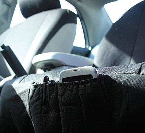 New Black Flat Cloth Universal Fit Car Seat Covers With Embroidery Logo Headrest Covers Support 60/40 Split Seats (Unicorn) - Yupbizauto