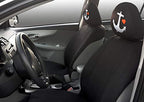 New Yupbizauto Black Flat Cloth Universal Fit Car Truck SUV Seat Covers With Embroidery Logo Headrest Covers Support 60/40 Split Seats (Anchor) - Yupbizauto
