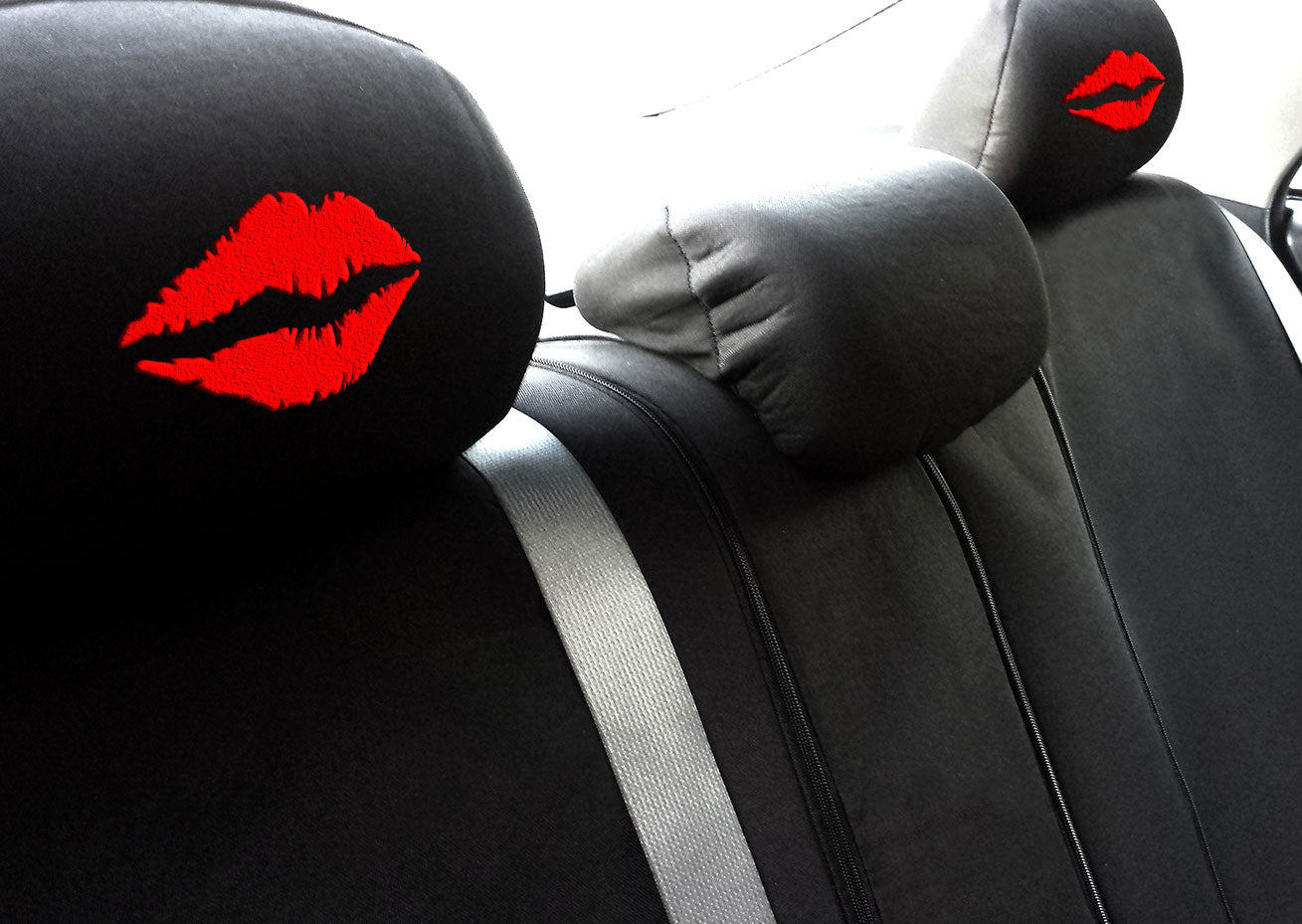 Embroidery Red LIp Logo Design Auto Truck SUV Car Seat Headrest Cover Accessory 1 Piece - Yupbizauto