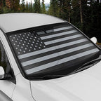 Large Windshield Popups Sun Shade American Flag Design - Foldable Car Windshield Sun Shade Fits to SUV & Truck Vehicles - UV Ray Blocker Keeps Your Vehicle Cool Bundle with Air Freshener - Yupbizauto
