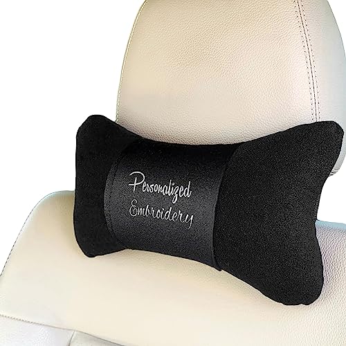 Yupbizauto Personalized Car Seat Neck Pillow Monogram Cushion with Neck Pain Relief for Comfort Driving Ergonomic Black and Black - Yupbizauto