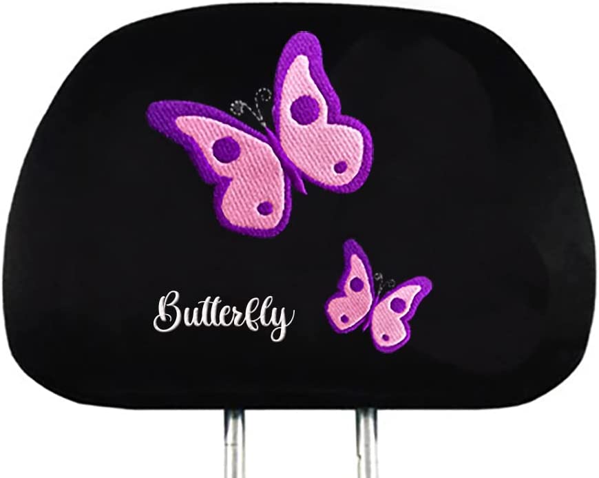 YupbizAuto Personalized Embroidery Butterfly Logo Auto Truck SUV Car Seat Headrest Cover Accessory - Yupbizauto