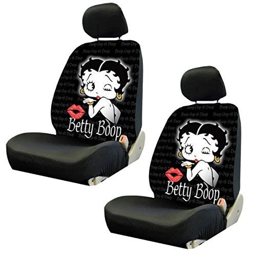 Yupbizauto New Betty Boop Timeless Design Front Low Back Car Seat Covers & Steering Wheel Cover Set - Yupbizauto