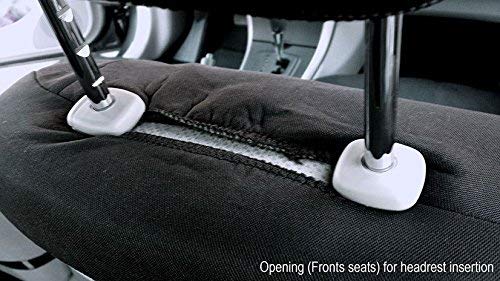 New Black Flat Cloth Universal Fit Car Seat Covers With Embroidery Logo Headrest Covers Support 60/40 Split Seats (Frog) - Yupbizauto