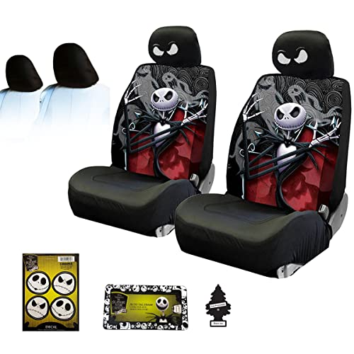 Yupbizauto Plasticolor Nightmare Before Christmas Jack Skellington Ghostly Car Truck SUV Seat and Headrest Covers Bundle Set - Yupbizauto