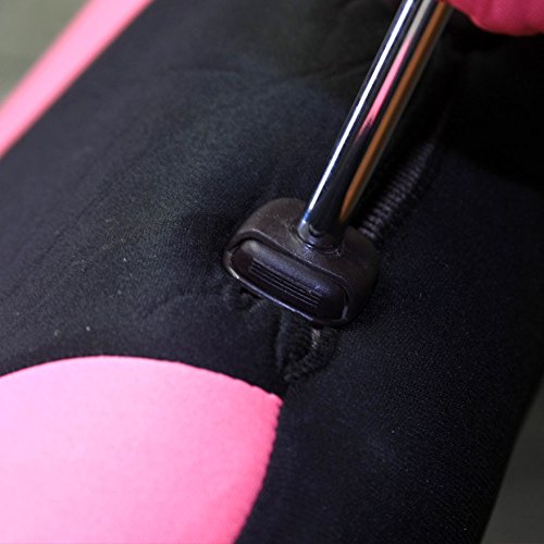 NEW 12 Pieces Pink Flat Cloth Front and Rear Car Seat Covers With Embroidery Paws Heart Headrest Covers and Gift Universal Size - Yupbizauto