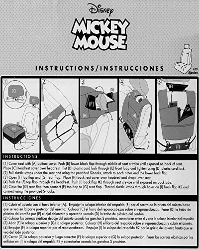 Yupbizauto Disney Mickey Mouse Car Seat Covers Floor Mats License Plate Frame Accessories Set with Air Freshener - Yupbizauto