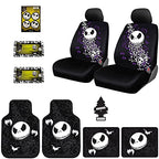 Yupbizauto New 10 Pieces Bundle Nightmare Before Christmas Jack Skellington Car Truck SUV Seat Covers Floor Mat Set with Little Tree Air Freshener Set - Yupbizauto