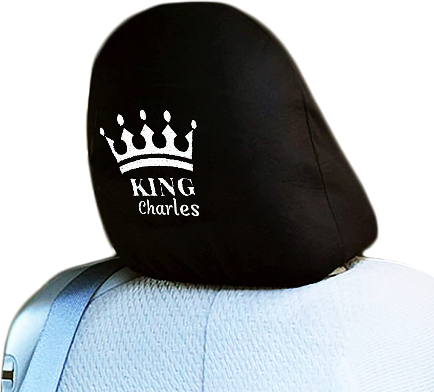 Yupbizauto Personalized Embroidery King Crown Auto Truck SUV Car Seat Headrest Cover Accessory - Yupbizauto