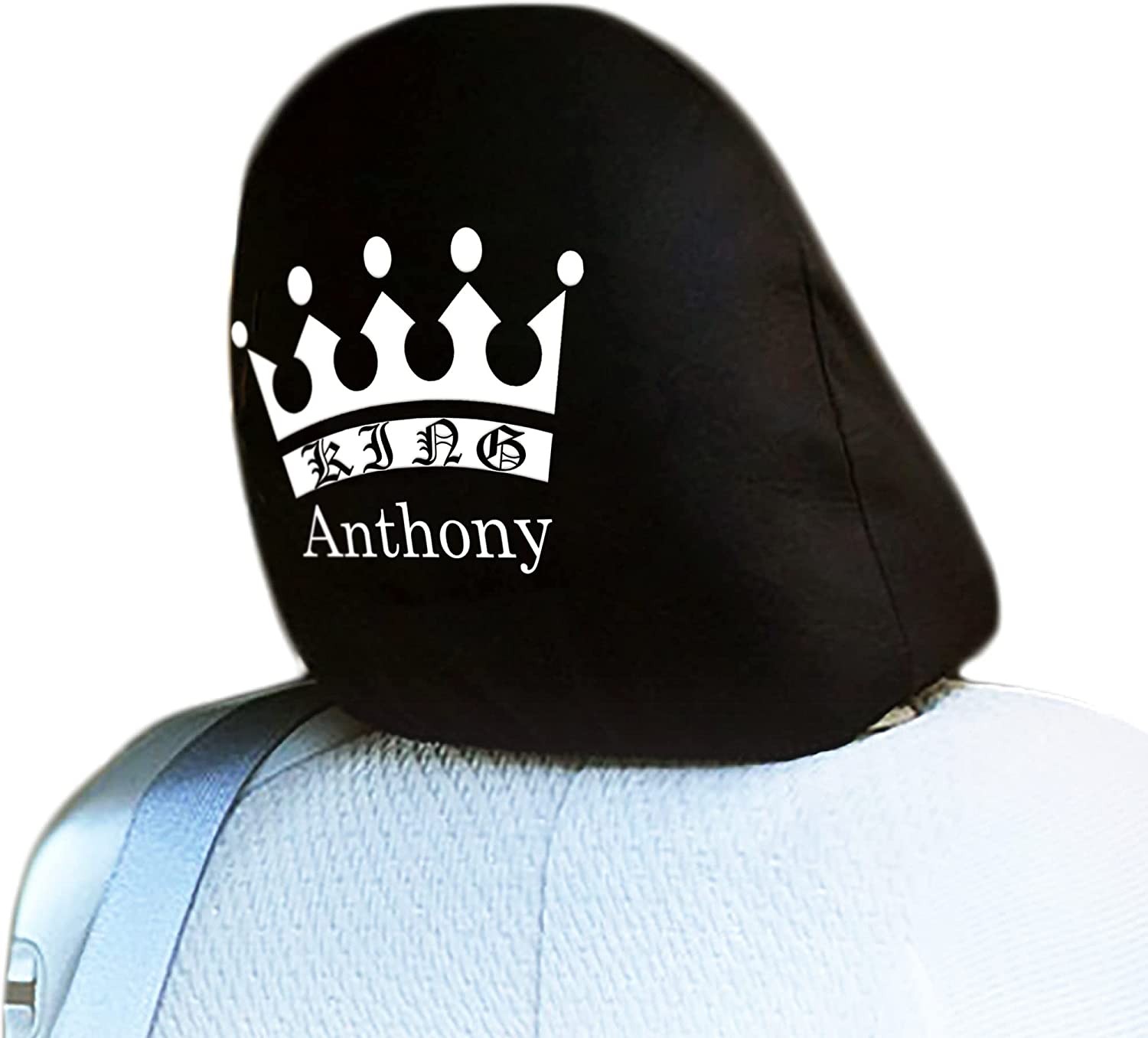 YupbizAuto Personalized Personalized Vinyl Heat Transfer Vinyl King Logo Auto Truck SUV Car Seat Headrest Cover Accessory - Yupbizauto