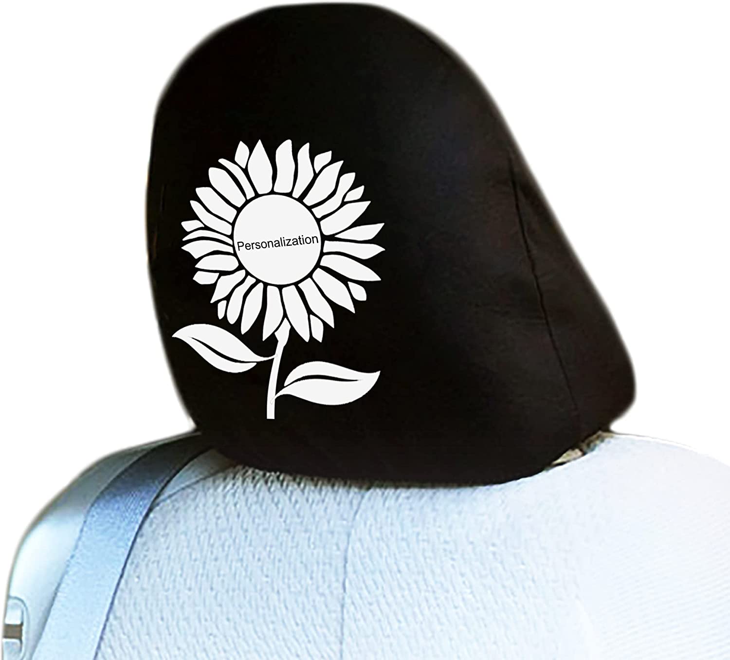 Yupbizauto Personalized Personalized Vinyl Heat Transfer Sunflower Logo Auto Truck SUV Car Seat Headrest Cover Accessory - Yupbizauto