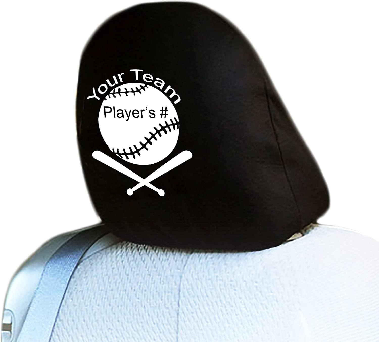 YupbizAuto Personalized Vinyl Heat Transfer Pro Baseball Team Logo Auto Truck SUV Car Seat Headrest Cover Accessory - Yupbizauto