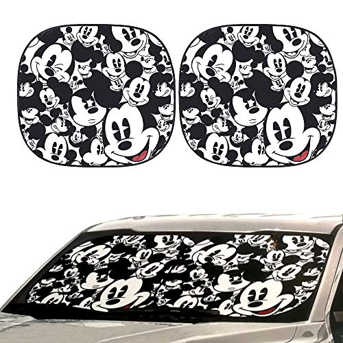 Yupbizauto Disney Mickey Mouse Design Low Back Car Seat Covers Spring Shades Floor Mats License Plate Frame Accessories Set with Air Freshener - Yupbizauto