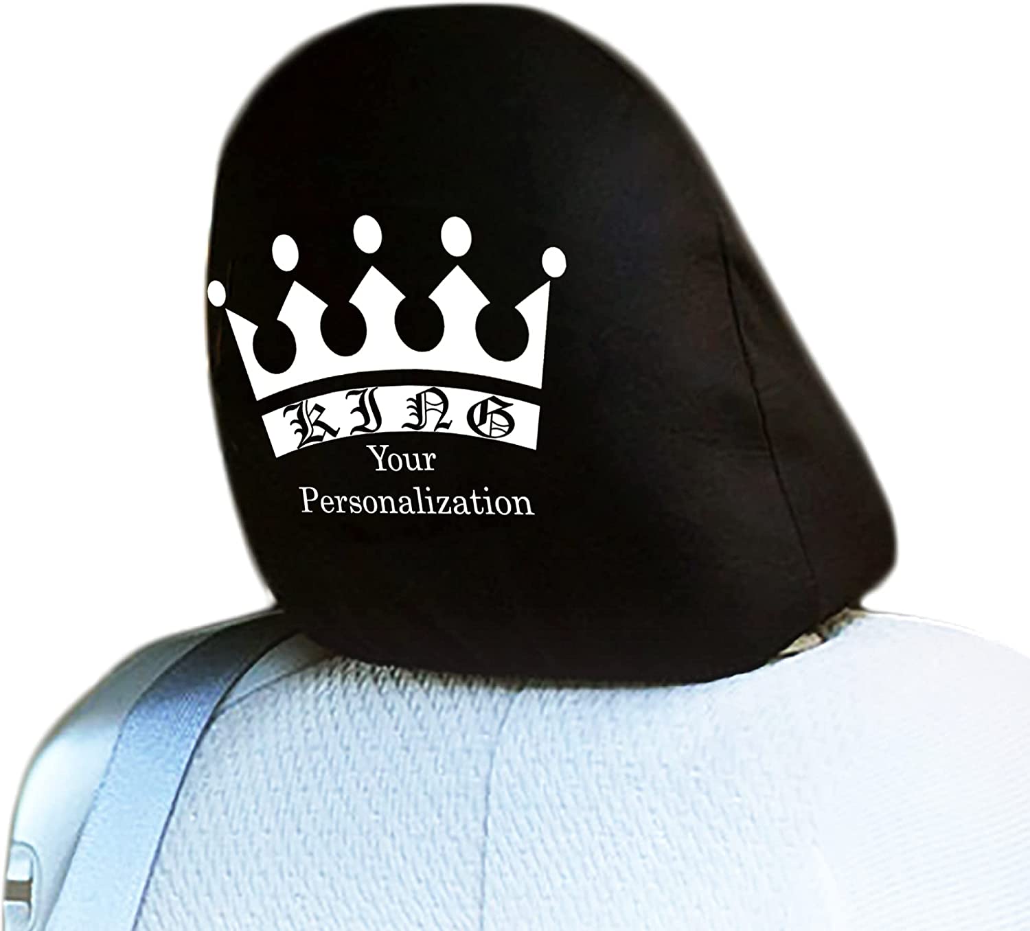 YupbizAuto Personalized Personalized Vinyl Heat Transfer Vinyl King Logo Auto Truck SUV Car Seat Headrest Cover Accessory - Yupbizauto