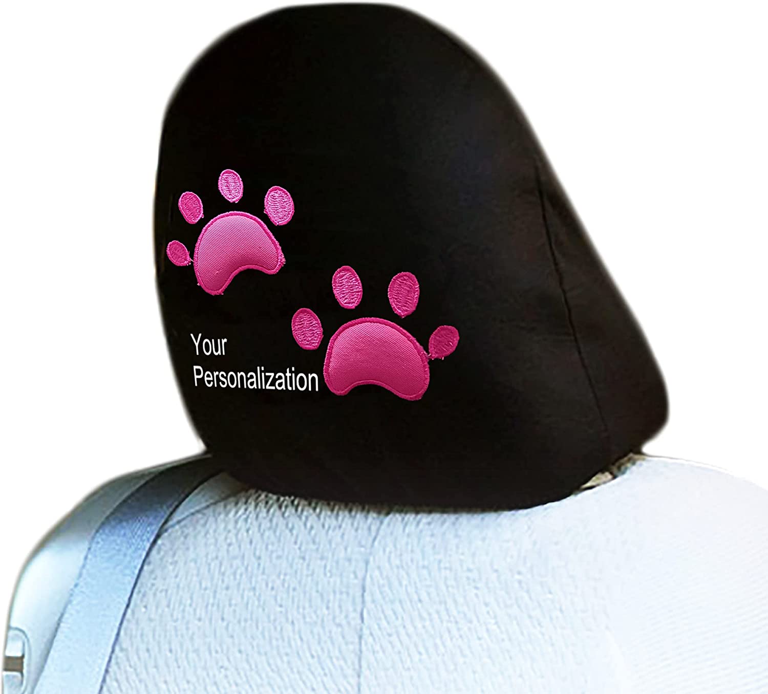 YupbizAuto Personalized Embroidery Animal Pink Paw Auto Truck SUV Car Seat Headrest Cover Accessory - Yupbizauto