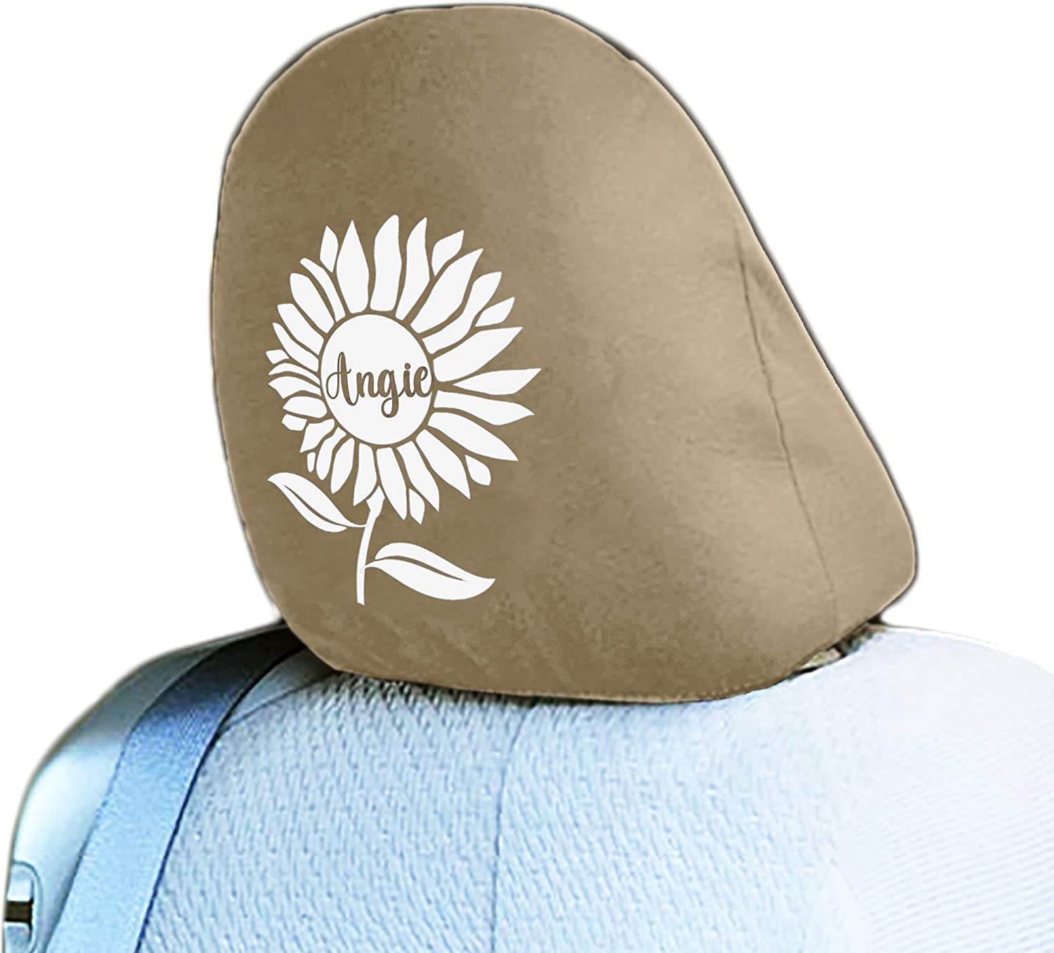 Yupbizauto Personalized Personalized Vinyl Heat Transfer Sunflower Logo Auto Truck SUV Car Seat Headrest Cover Accessory - Yupbizauto