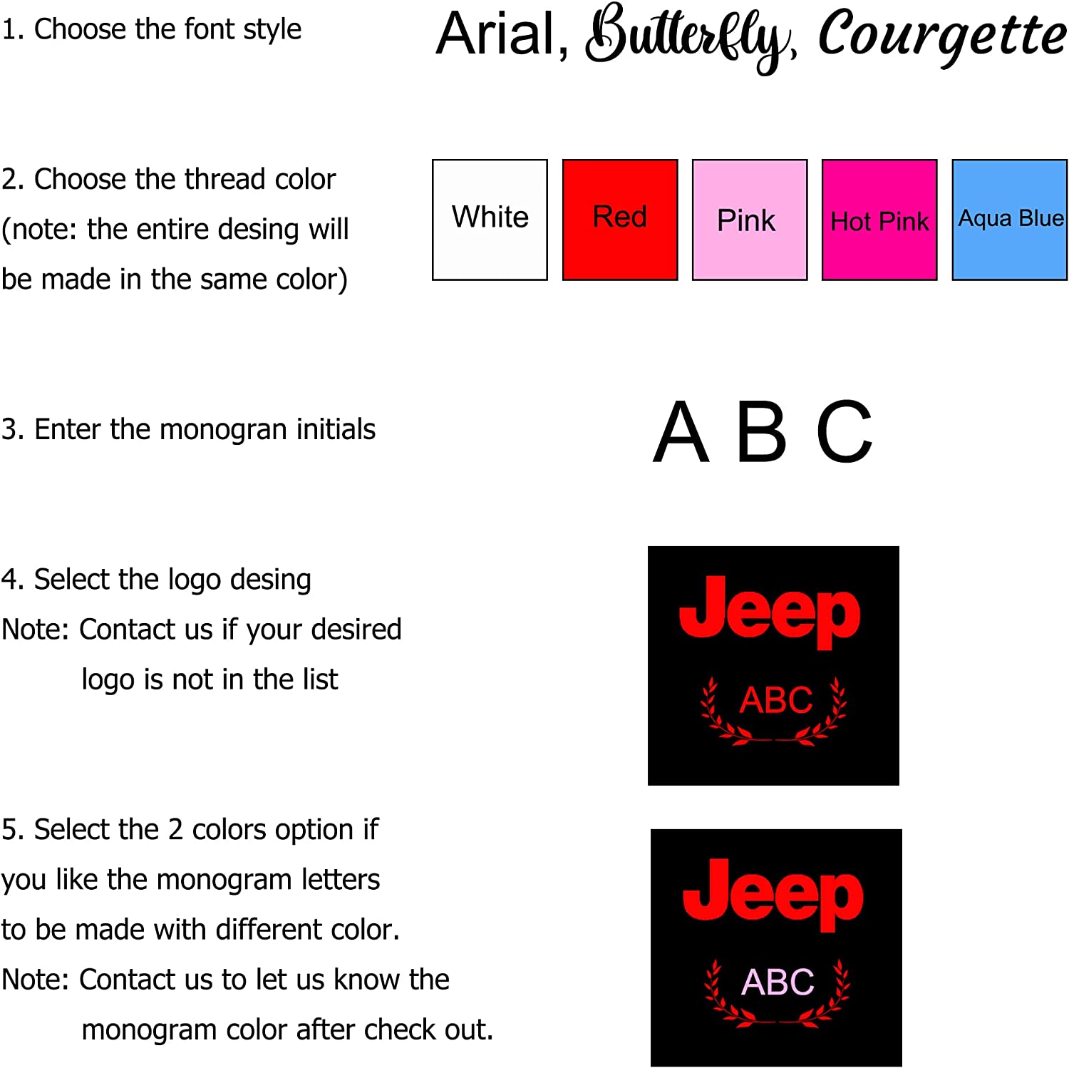 YupbizAuto Customized Personalized Embroidery Monogram Auto Truck SUV Car Logo Seat Headrest Cover - Yupbizauto