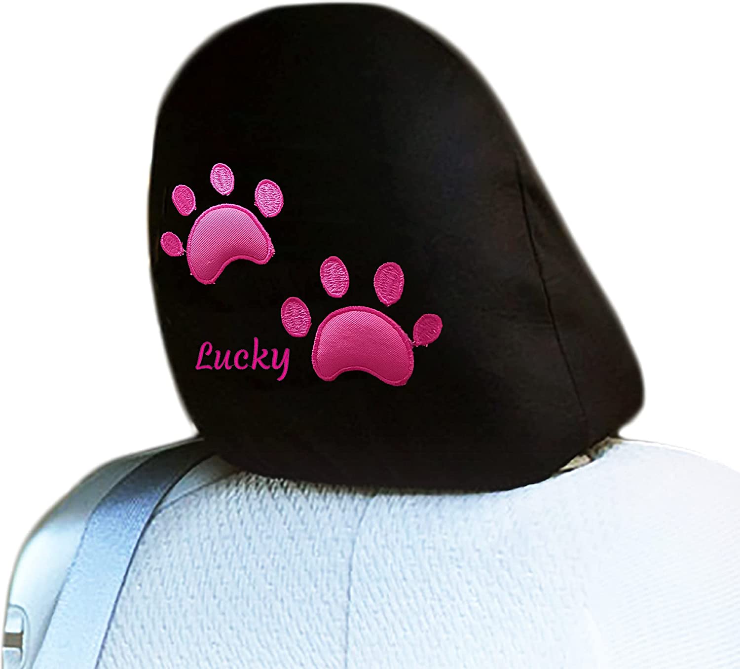 YupbizAuto Personalized Embroidery Animal Pink Paw Auto Truck SUV Car Seat Headrest Cover Accessory - Yupbizauto