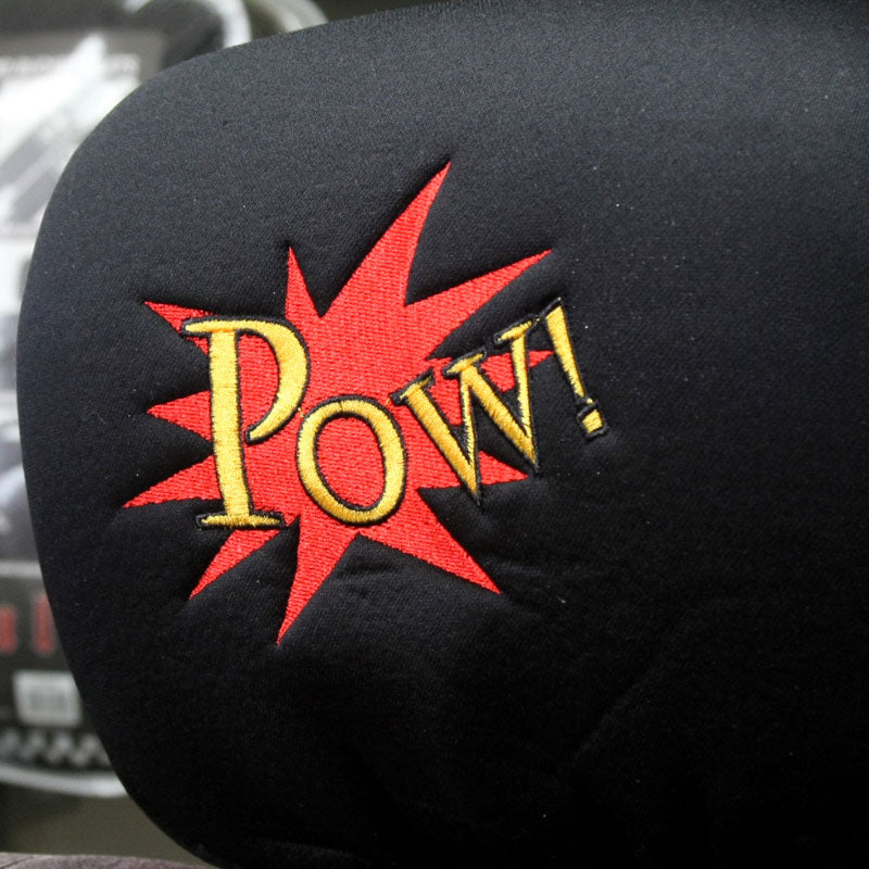 Deluxe Superman Car Seat Covers from BDK bundle with 2 Classic POW Logo Headrest Covers Bundled Gift Set Shipping Included - Yupbizauto