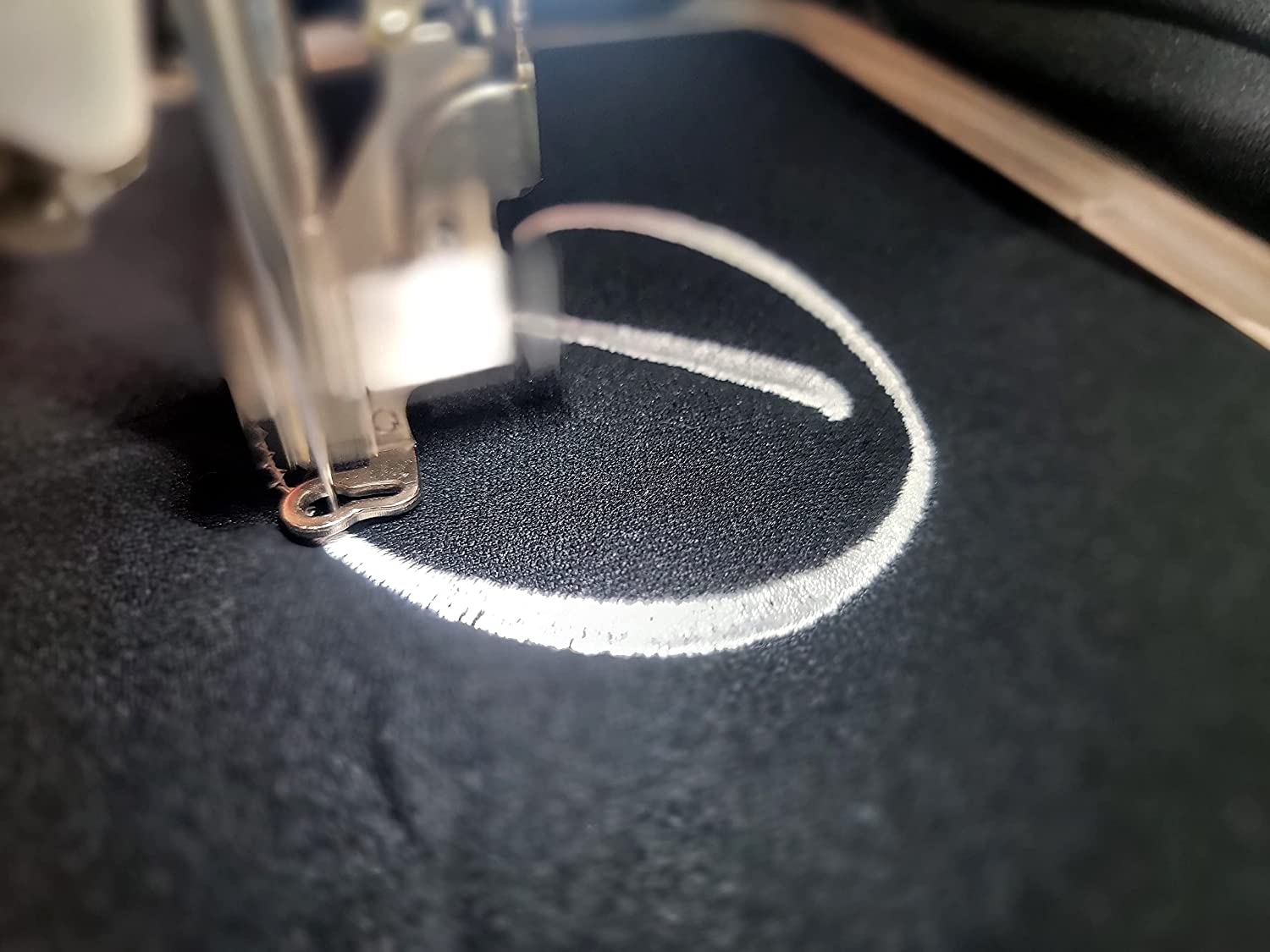 headrest cover embroidery in action