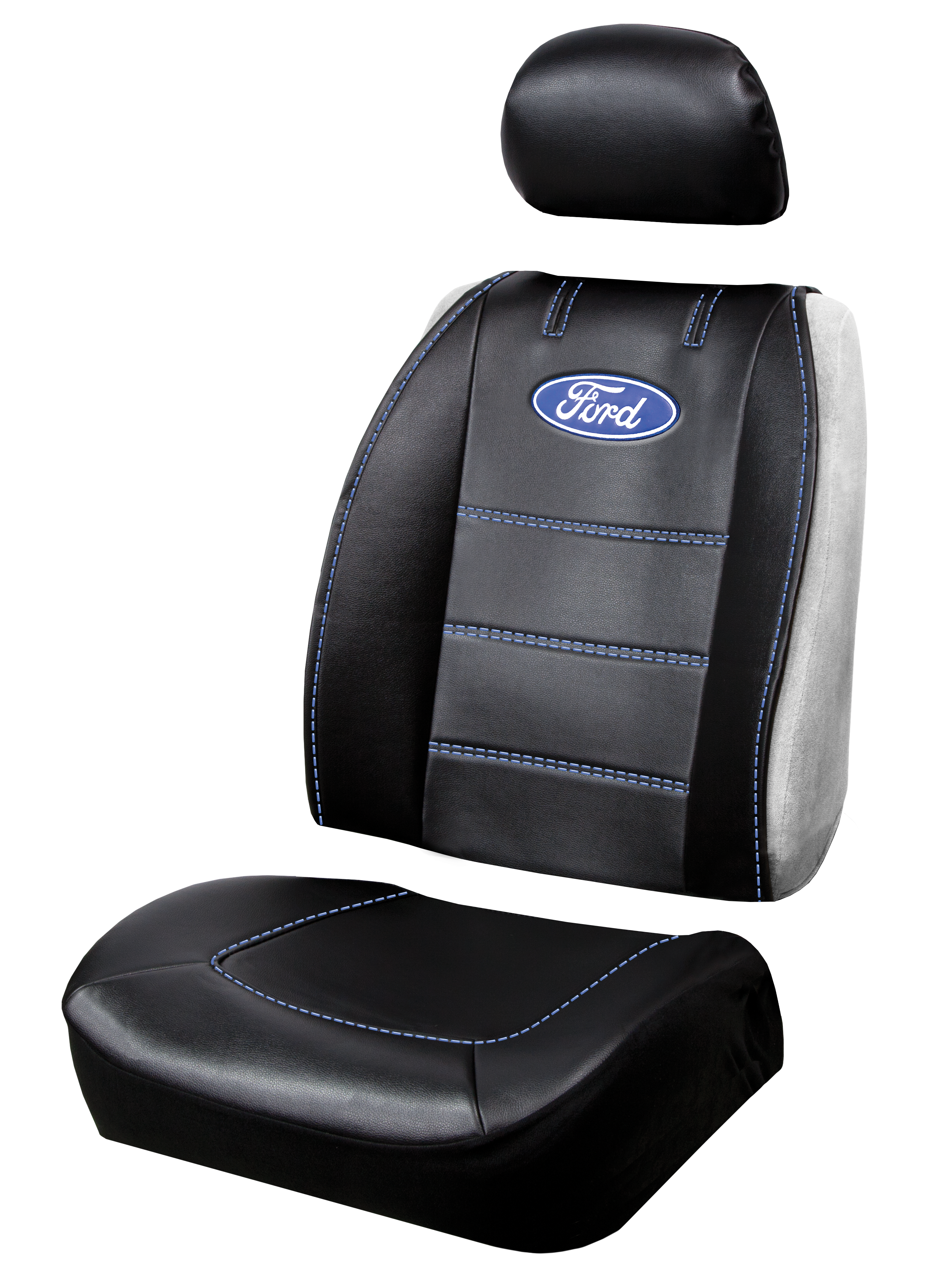 Pair of Plasticolor Premium 3 Piece Sideless Car Truck or SUV Seat Cover with Ford Logo and Cargo Pocket Compatible with Ford - Yupbizauto