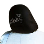 Embroidery Silver Glitter Bling Logo Design Auto Truck SUV Car Seat Headrest Cover Accessory 1 Piece - Yupbizauto