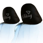 Car headrest covers with glitter Bling design
