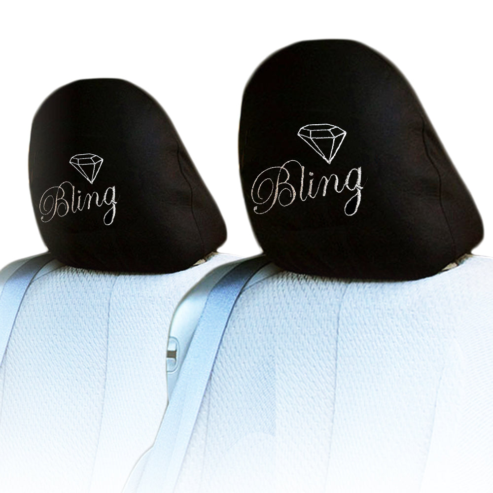 Car headrest covers with glitter Bling design